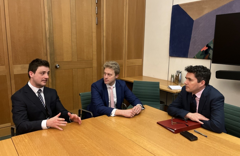 Meeting rail Minister Huw Merriman with local campaigner Tim Blanchard