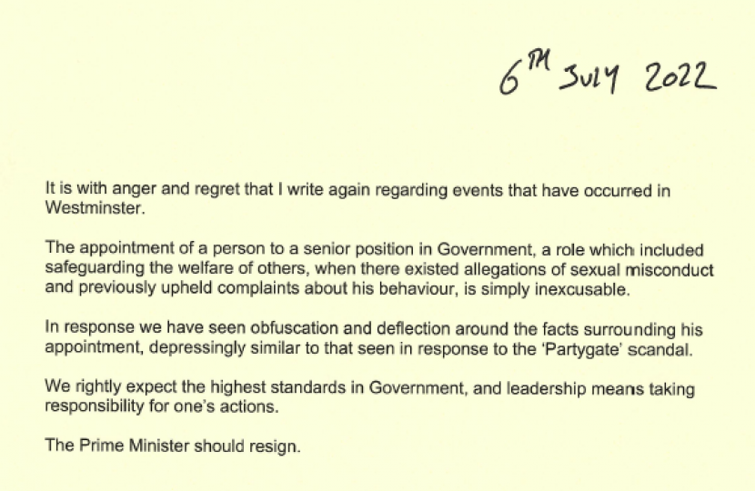 Statement on the Prime Minister from Dr Ben Spencer MP