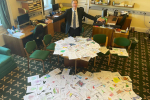 Dr Ben Spencer MP with previous Christmas card competition entries