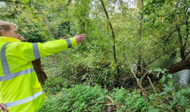 Ben Spencer MP reviewing site for planned local flood alleviation works