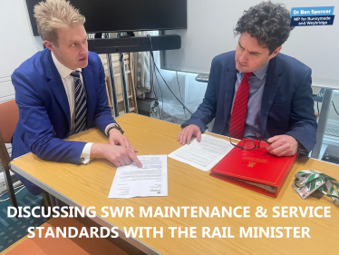 Dr Ben Spencer MP meeting Rail Minister Huw Merriman to discuss local rail service improvements