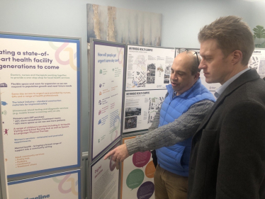 Dr Ben Spencer MP reviewing latest plans for the Weybridge health centre site